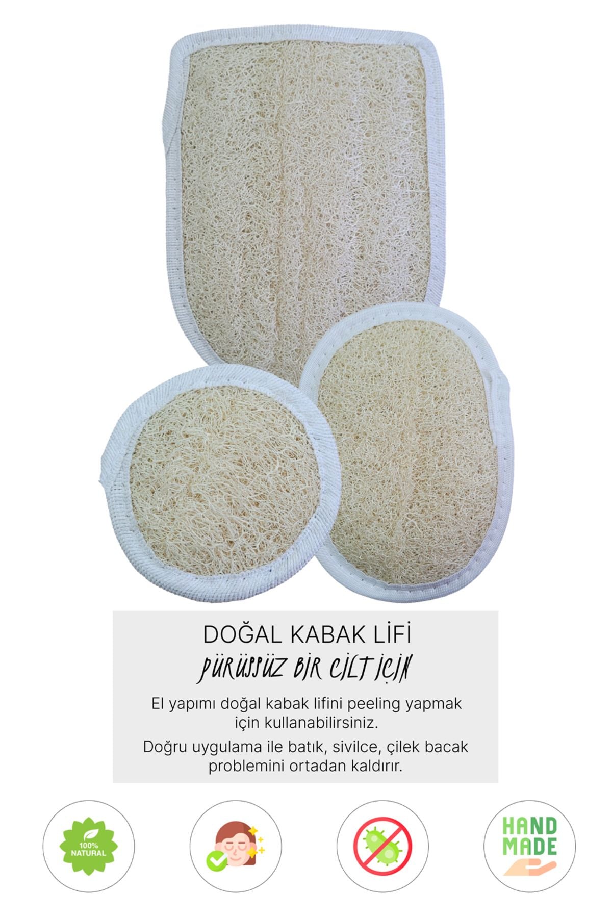 Doğal Kabak Lifi Eldiven + Oval + Yüz