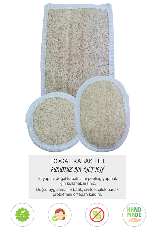 Doğal Kabak Lifi Orta Kare + Oval + Yüz