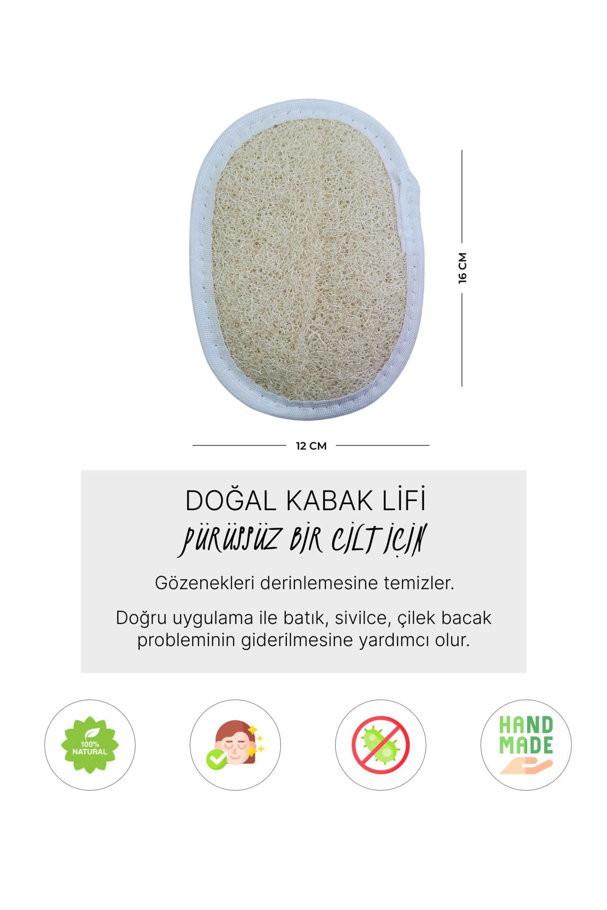 Doğal Kabak Lifi Oval Kese